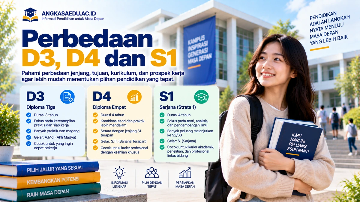 Perbedaan D3 D4 dan S1: Durasi, Gelar, Sistem Kuliah, dan Prospek Kerja